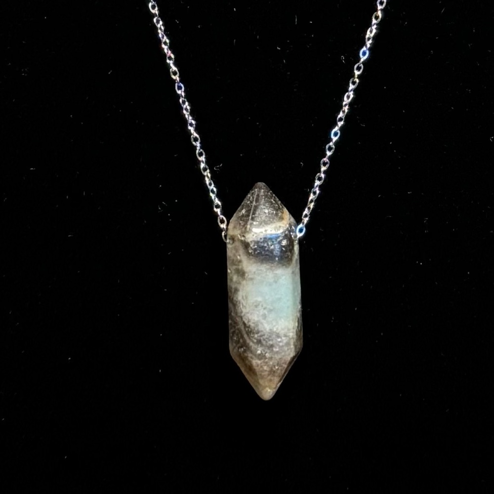 Amazonite Double Pointed Pendant Necklace Natural Crystal Healing Gemstone